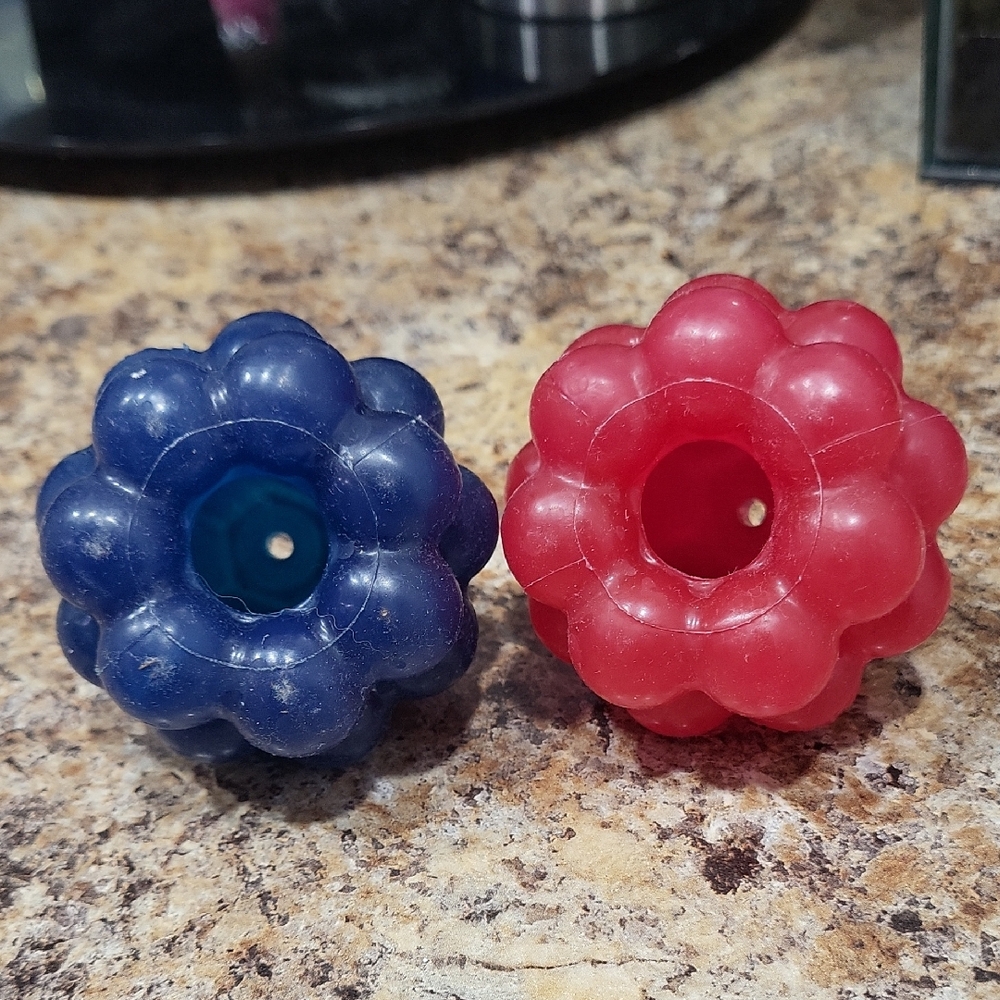 Blue and Red Flower-Shaped Dog Toys